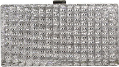 

Pink Rose Women Evening/Party Silver PU Clutch