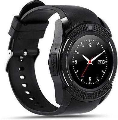 

Maya V8+ Bluetooth With Sim & Tf Card Support Mobile Phone Smartwatch(Black Strap regular)