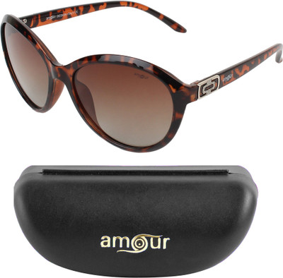 

Amour Oval, Cat-eye, Over-sized Sunglasses(Brown