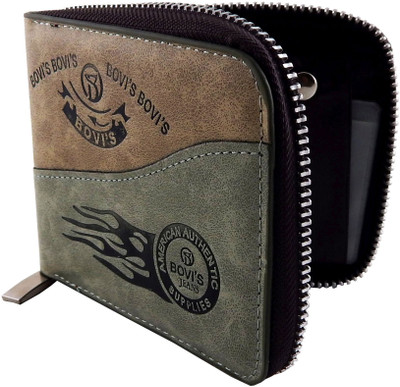 

BOVI'S Men Green Artificial Leather, Fabric Wallet(5 Card Slots)
