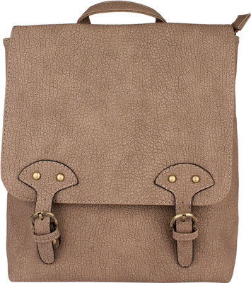 

20 Dresses Buckled up textured 9.8 L Backpack(Beige)