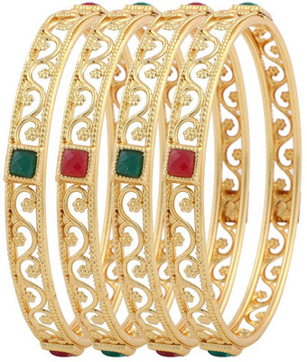 ZENEME Alloy Gold-plated Bangle Set(Pack of 4)
