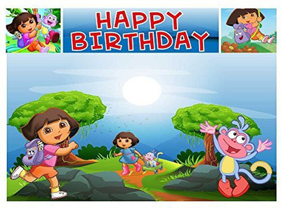 

PARTY PROPZ DORA THEME BACKDROP 5FT-7FT/ DORA BIRTHDAY PARTY SUPPLIES/ DORA DECORATION ITEMS Banner(0.71 ft, Pack of 1)