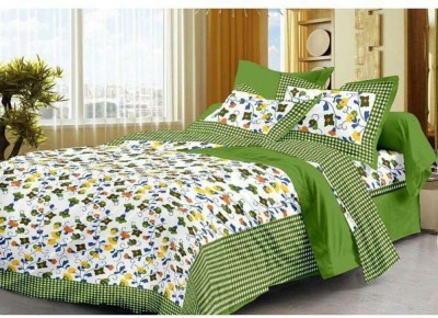 UniqueChoice@home 144 TC Cotton Double Printed Flat Bedsheet(Pack of 1, Multicolor)