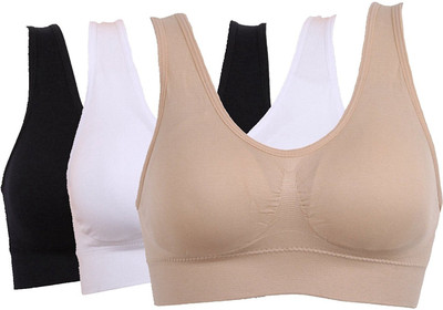 deals Women’s Reebok Studio Yoga Hero Strappy Padded Bra | Yoga Design Lab by Slim ‘N Lift™ ® Padded Seamless Cropped Top Gym Yoga Vest Women Training/Beginners Lightly Padded Bra(White, Black, Beige)