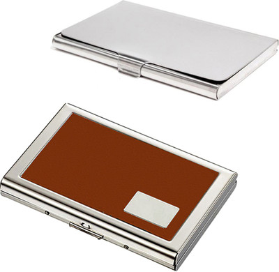 

Stealodeal Rfid Secure Brown Metal With Silver Stainless Steel 15 Card Holder(Set of 2, Brown, Silver)