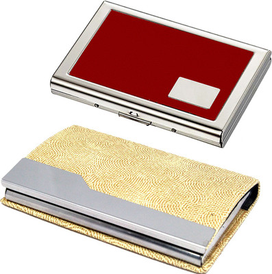

Stealodeal Beige Stainless Steel and Red Rfid Secure Metal 24 Card Holder(Set of 2, Beige, Red)