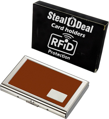 

Stealodeal Rfid Secure Brown Metal 6 Card Holder(Set of 1, Brown)