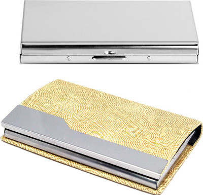 Stealodeal Beige Stainless Steel and Silver Matte Finish Metal 24 Card Holder(Set of 2, Beige, Silver)