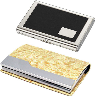 

Stealodeal Beige Stainless Steel and Black Metal 24 Card Holder(Set of 2, Beige, Black)