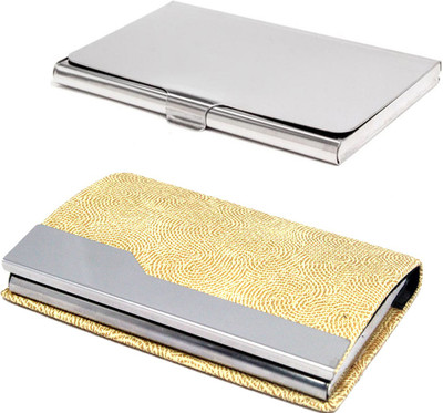 

Stealodeal Beige With Silver Plain Stainless Steel 30 Card Holder(Set of 2, Beige, Silver)
