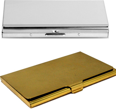 

Stealodeal Gold Stainless Steel With Matte Finish Silver Metal 10 Card Holder(Set of 2, Gold, Silver)