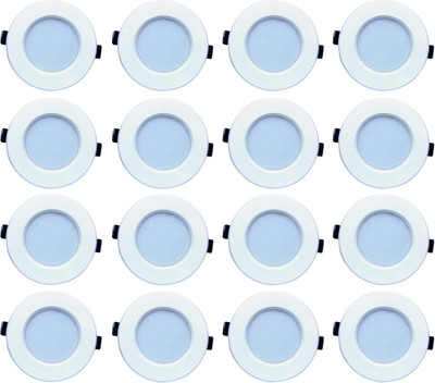 

Bene Bene Luster Virgin Plastic Round Ceiling Light (White, 6w Pack of 16 Pcs) Recessed Ceiling Lamp