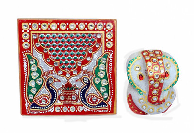 

Crafticia Marble All Purpose Chowki(Multicolor, Pack of 2)