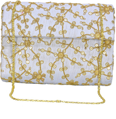 

DUCHESS Party White, Gold Clutch, Gold;white