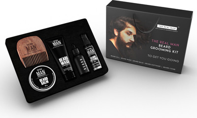 

THE REAL MAN Essential Beard Grooming Kit. A Beard Oil, Wash, Softener, Balm & Comb Set For Men. Proudly Made in India by THE REAL MAN(Set of 5)