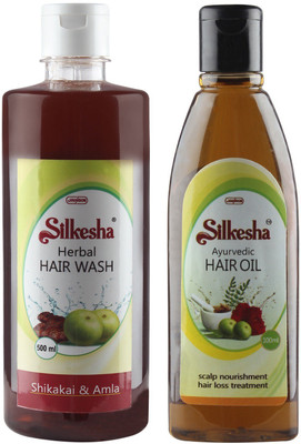 

Silkesha Hair Wash Shikakai Amla + Ayurvedic Hair Oil(Set of 2)