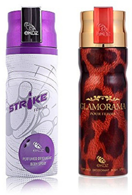 

Ekoz Strike + Glamorama Femme Deo Combo Pack of 2 Body Spray - For Men & Women(200 ml, Pack of 2)