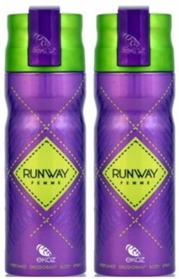 

Ekoz Runway Femme - Pack of 2 Body Spray - For Women(200 ml, Pack of 2)