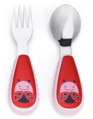 

Skip Hop Baby Zoo Little Kid and Toddler Fork and Spoon Utensil Set, Multi Livie Ladybug - Melamine & Stainless steel(Multicolor)