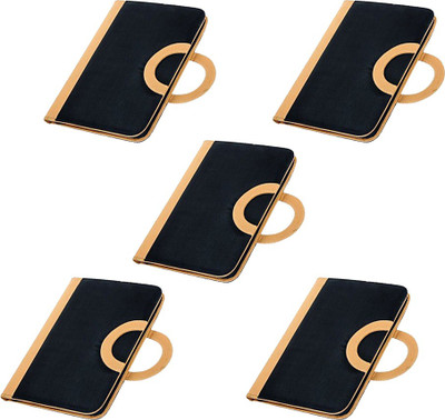 

COI Faux Leather Designer Handle Black and Beige Document folder / File Folder(Set Of 5, Black)