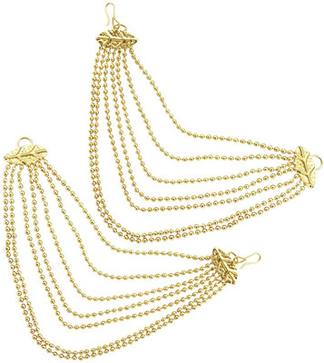 

Mehrunnisa Seven Layer Kan Chain Gold Tone Ear To Hair Accessory For Women Back Pin(Gold)