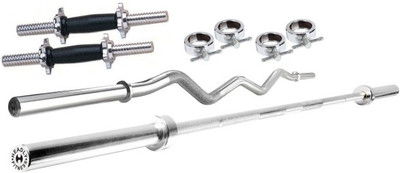 Fitness Solutions COMBO OF 3 FT STRAIGHT ROD + 3 FT CURL ROD + 2 DUMBLE RODS + 4 LOCKS FOR FITNESS EXERCISES. Gym & Fitness Kit