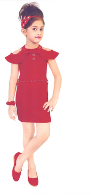 

Hey Baby Girls Mini/Short Party Dress(Red, Sleeveless