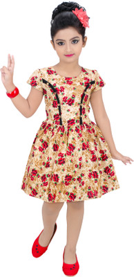 

Golden Girl Girls Midi/Knee Length Party Dress(Red, Half Sleeve