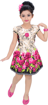 

Golden Girl Girls Midi/Knee Length Party Dress(Pink, Half Sleeve
