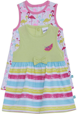 

Mini Klub Girls Midi/Knee Length Casual Dress(Light Green, Sleeveless, Lime combo