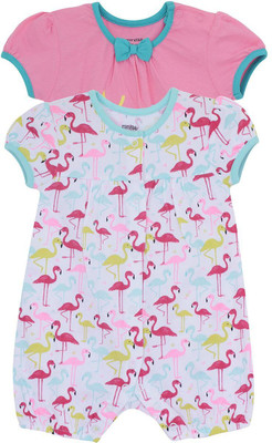 

Mini Klub Romper For Girls Printed Cotton(Pink, Pack of 2, Pink combo