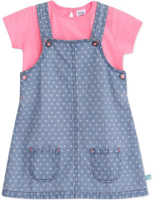 

Mini Klub Dungaree For Girls Printed Cotton(Blue, Pack of 2, Medium wash