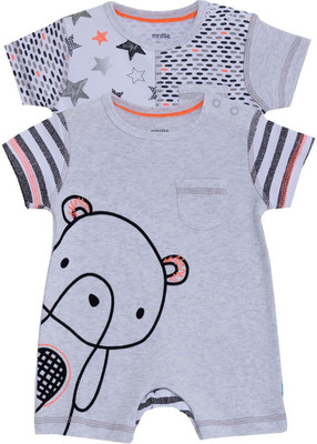 

Mini Klub Romper For Boys Printed Cotton(Multicolor, Pack of 2, Multi