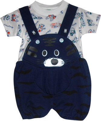

Cute Raskals Dungaree For Boys & Girls Party Animal Print Cotton(Dark Blue, Pack of 1, Navy