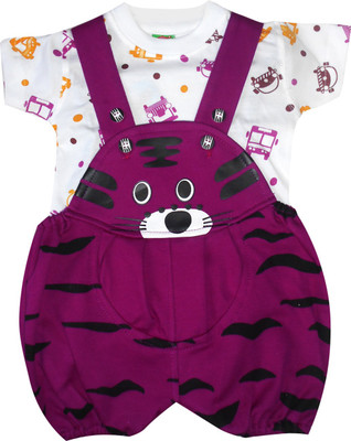 

Cute Raskals Romper For Boys & Girls Party Animal Print Cotton(Purple, Pack of 1