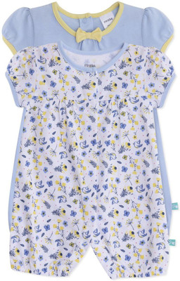 

Mini Klub Romper For Girls Printed Cotton(Blue, Pack of 2, Lt blue combo