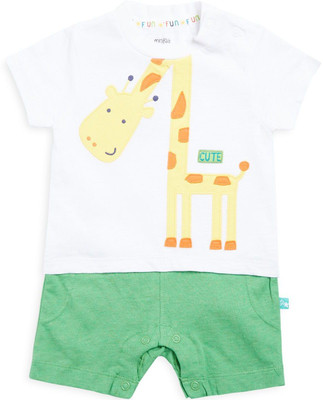

Mini Klub Romper For Boys Printed Cotton(White, Pack of 1