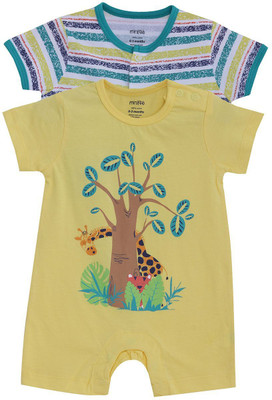 

Mini Klub Romper For Boys Printed Cotton(Yellow, Pack of 2, Yellow combo