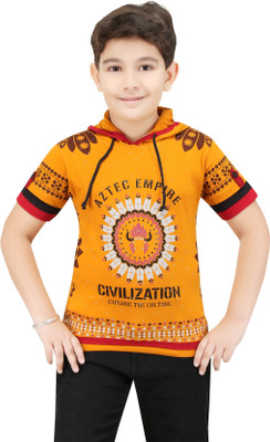 

Bluntly Boys Printed Cotton T Shirt(Yellow, Pack of 1