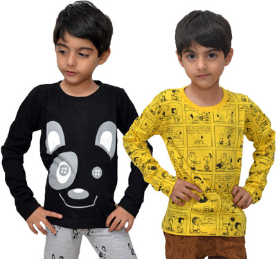 

Crux & Hunter Boys Graphic Print Cotton T Shirt(Multicolor, Pack of 2