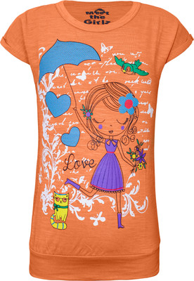 

Kothari Girls Casual Coton Top(Orange, Pack of 1