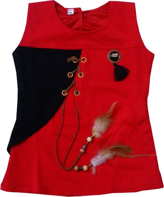 

Neeya Fashions Girls Party Cotton Chiffon Blend A-line Top(Red, Pack of 1