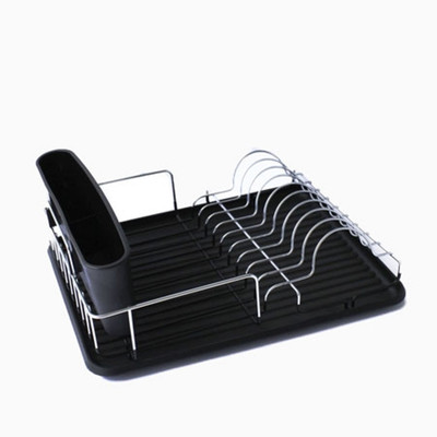 

Howards Chrome Dishrack with Black PVC Tray Steel Kitchen Rack(Steel, Black)