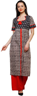 JAIPUR ATTIRE Women Floral Print Straight Kurta(Multicolor) JAIPUR ATTIRE Women Floral Print Straight Kurta(Multicolor)