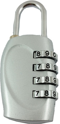 DOCOSS 4 Digit Travel Brass Locks Small Bag Luggage Resettable Password Padlock Combination Lock(Grey) Flipkart