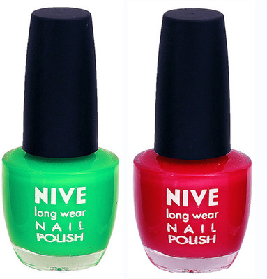 

Nive Colour Blast Nail Polish (Set of 2 Nail Polish) Green,Pink(Pack of 2)