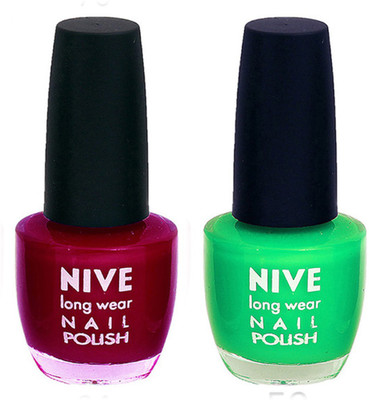 

Nive Colour Blast Nail Polish (Set of 2 Nail Polish) 1405201720 Pink,Green(Pack of 2)