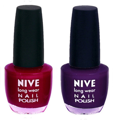 

Nive Colour Blast Nail Polish (Set of 2 Nail Polish) 1405201714 Pink,Purple(Pack of 2)
