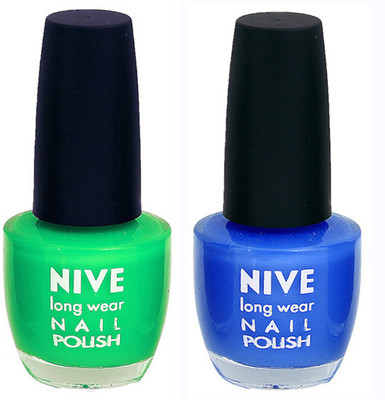 

Nive Colour Blast Nail Polish (Set of 2 Nail Polish) Green,Blue(Pack of 2)